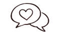 a heart shaped speech bubble with a speech bubble